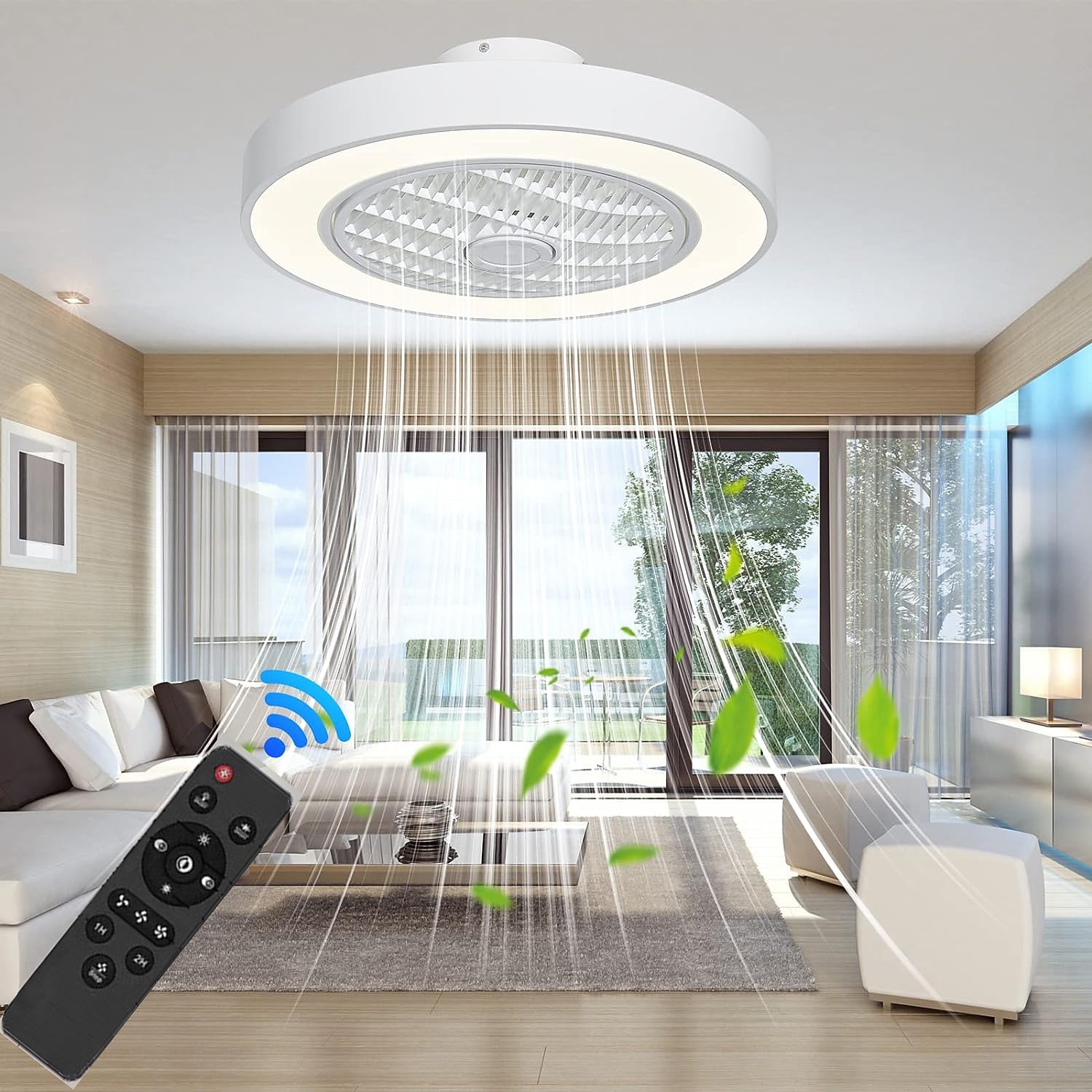 Modern Metal Ring-Fan Ceiling Fan Light