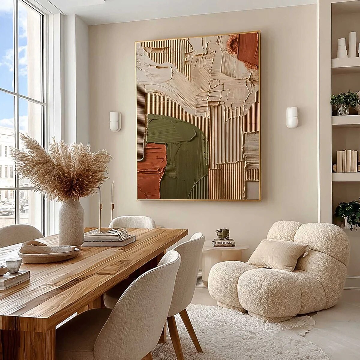 Earth-Tone Geometric Textured Painting