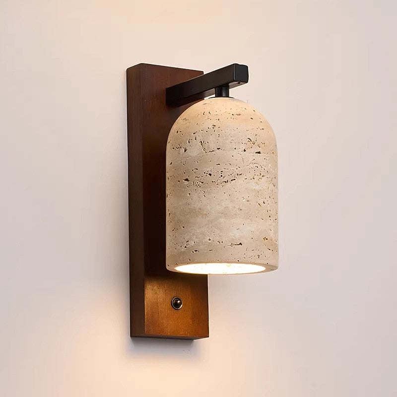 Wabi-Sabi Travertine Cylinder Wall Light
