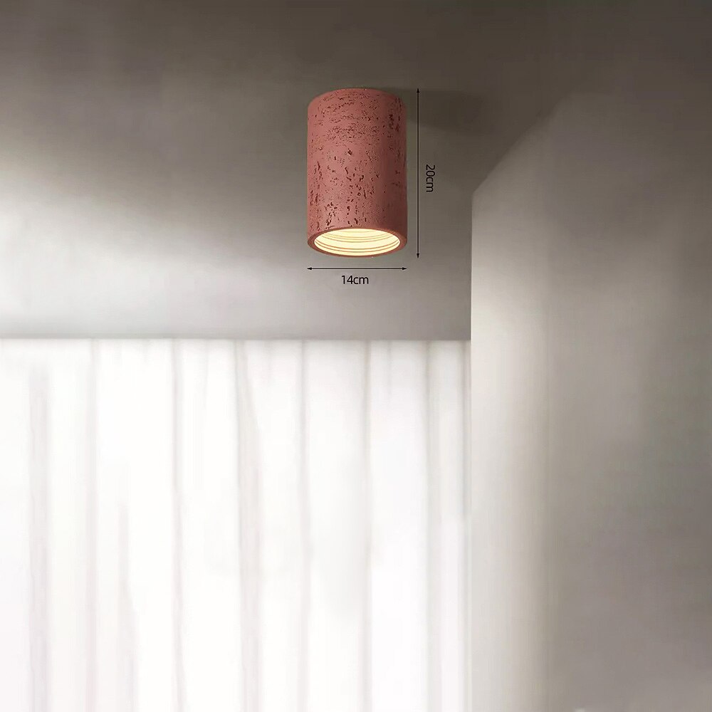Wabi-Sabi Travertine Cylinder Ceiling Light