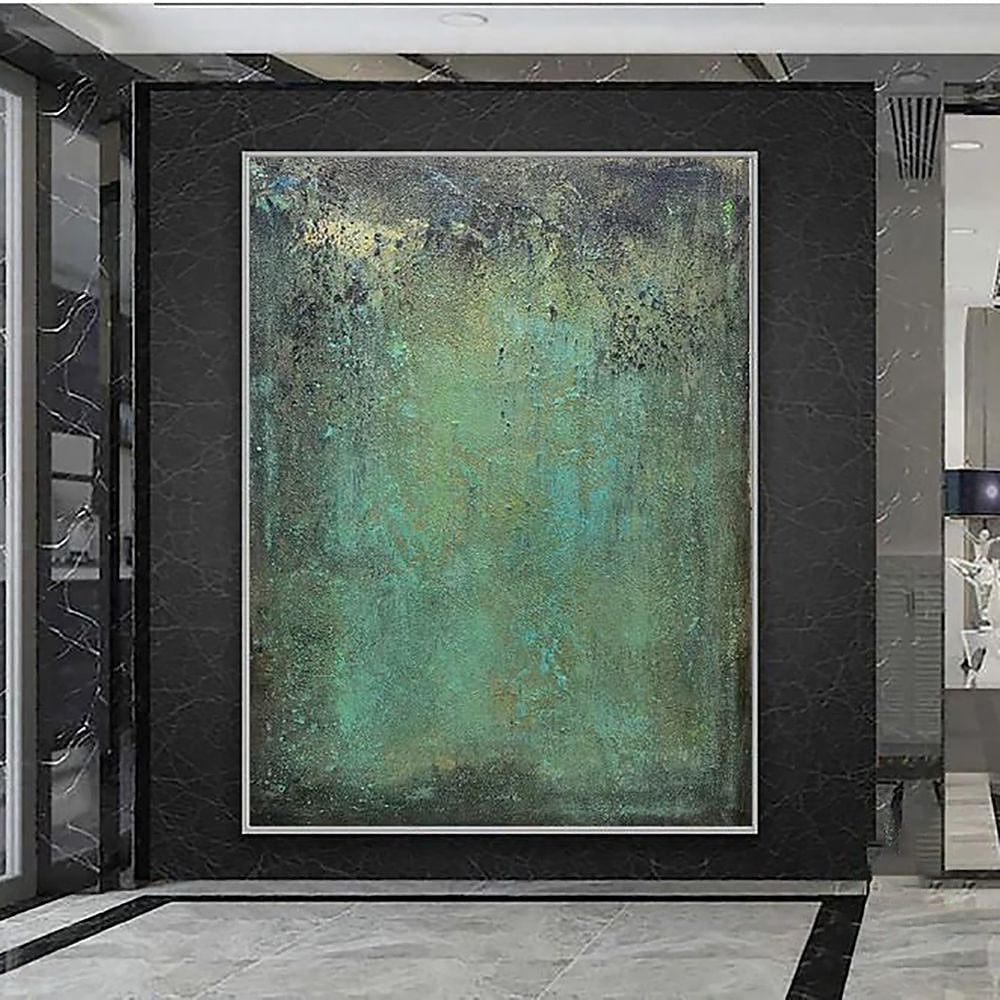 Teal Patina Textured Painting