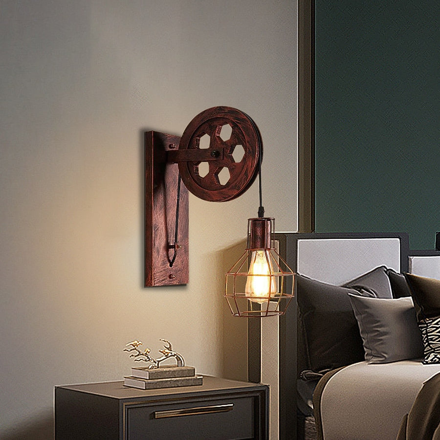 Industrial Metal Pulley-Lantern Wall Light