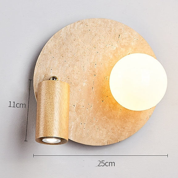 Wabi-Sabi Travertine Disc Wall Light
