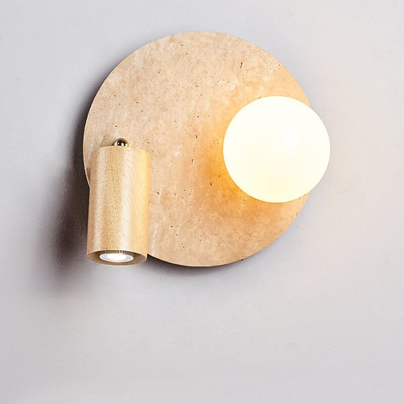 Wabi-Sabi Travertine Disc Wall Light