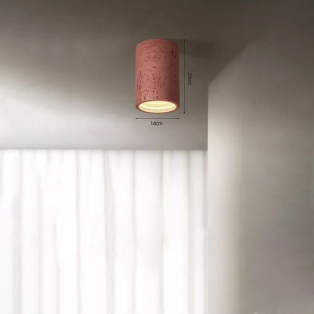 Wabi-Sabi Travertine Cylinder Ceiling Light