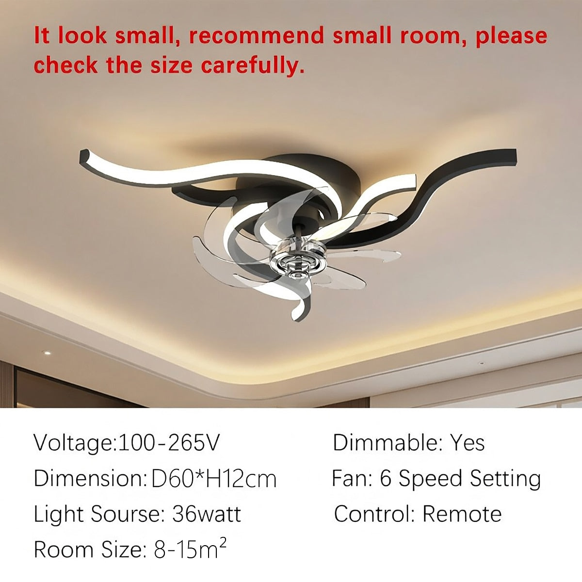Modern Metal Blade-Fan Ceiling Fan Light