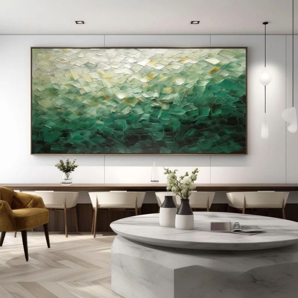 Emerald Mosaic Textured Painting