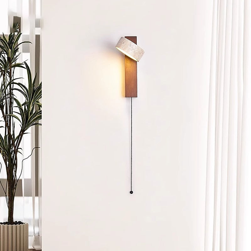 Wabi-Sabi Travertine Shield Wall Light