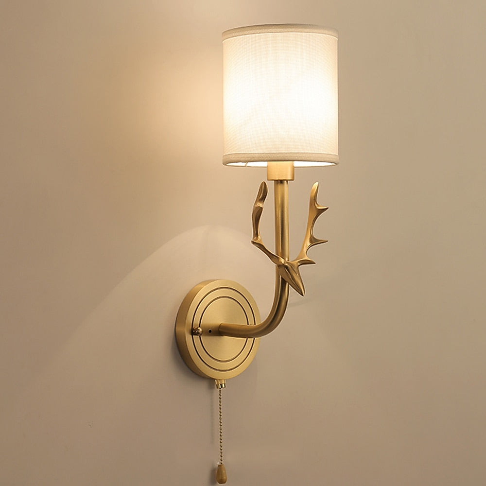 Vintage Fabric Antler Wall Light