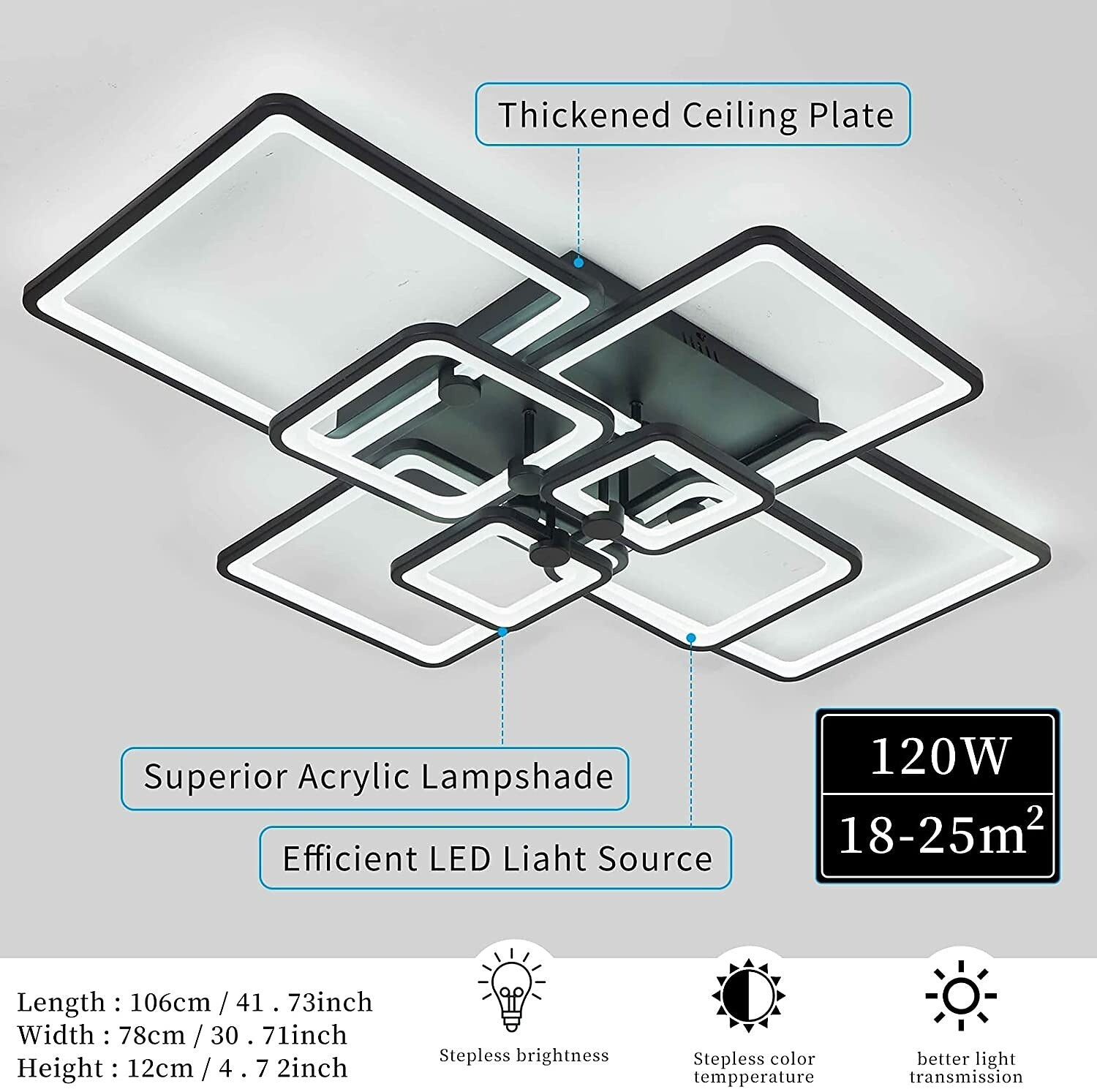 Modern Acrylic Square-Frame Ceiling Light