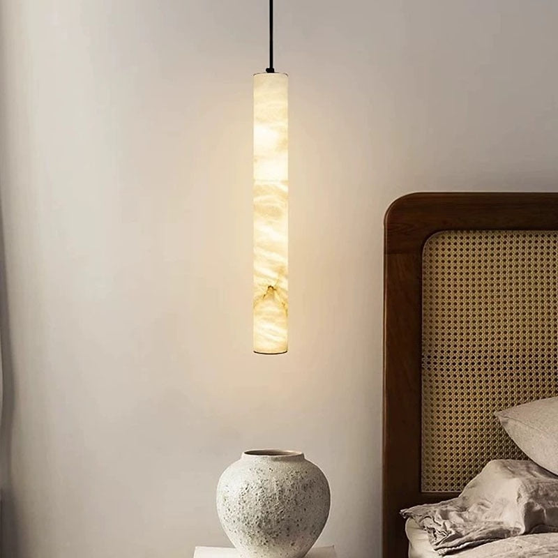Wabi-Sabi Marble Cylinder Pendant Light