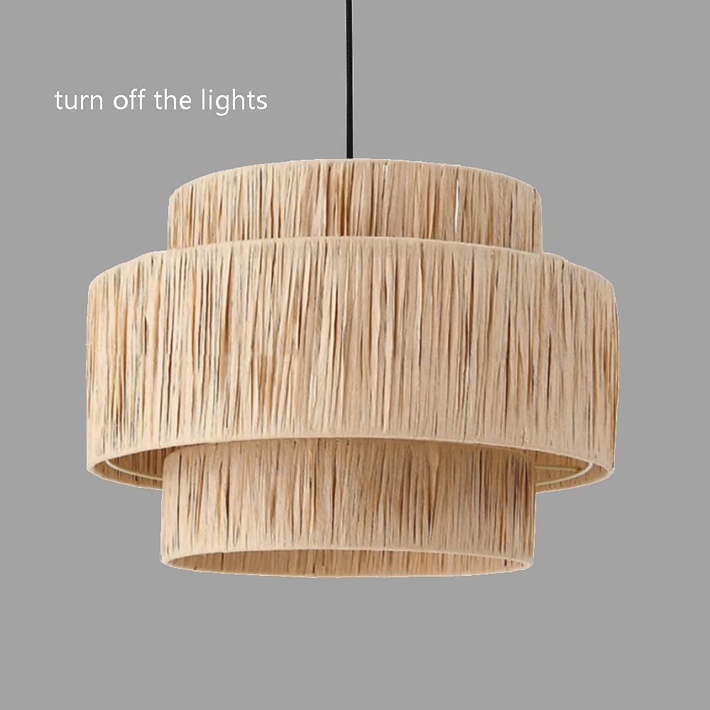 Boho Rattan Drum Pendant Light