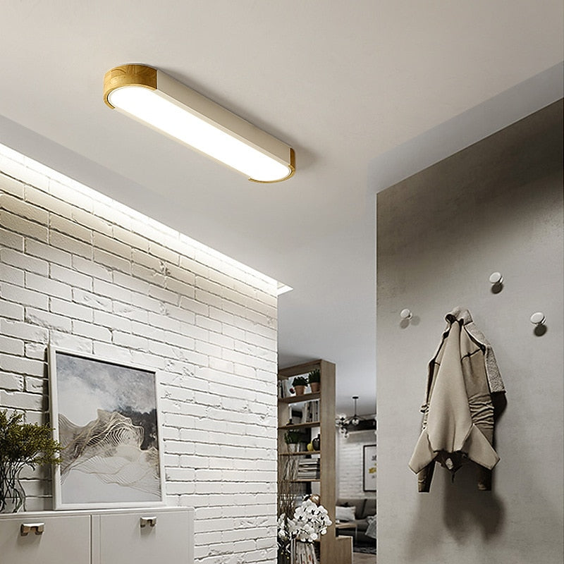 Modern Wood Linear Ceiling Light