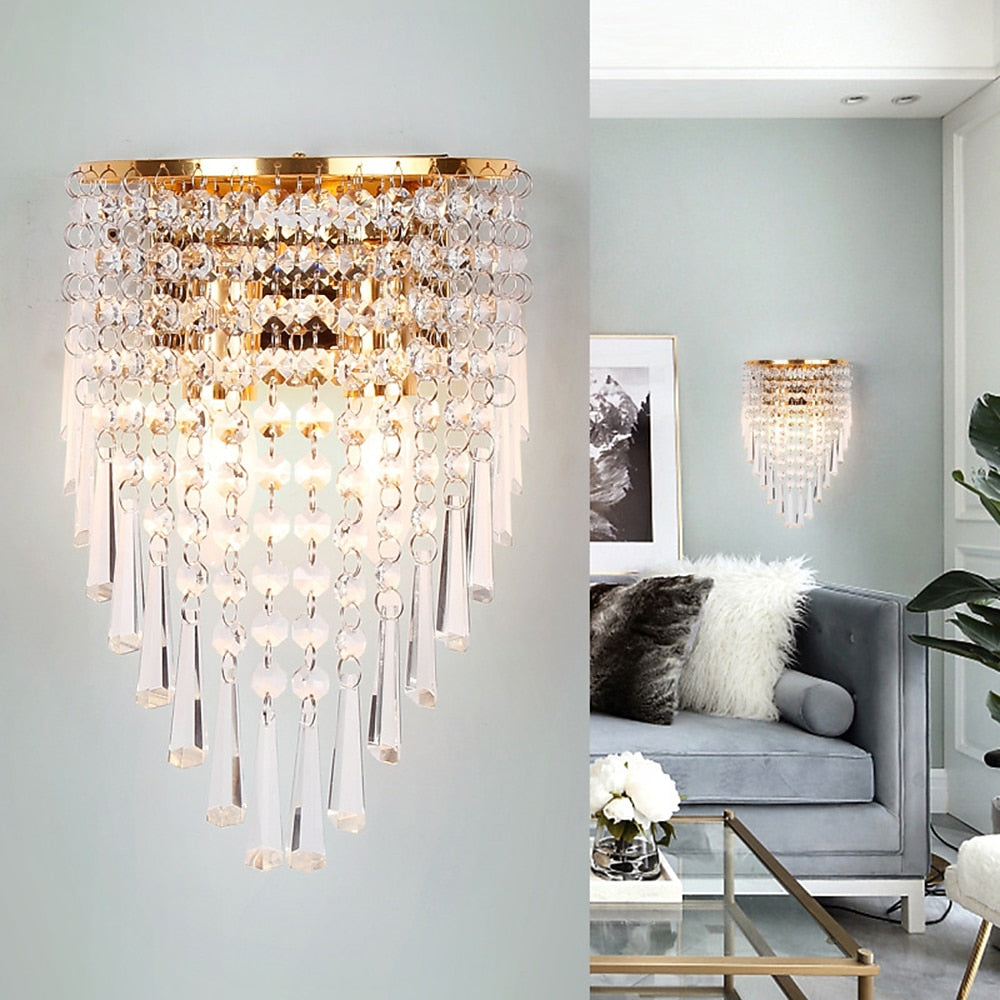 Glam Crystal Cascade Wall Light