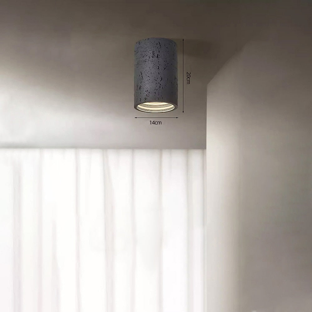 Wabi-Sabi Travertine Cylinder Ceiling Light