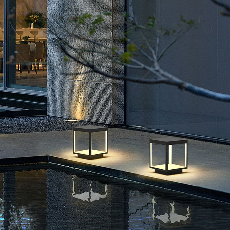 Modern Metal Square Post Light