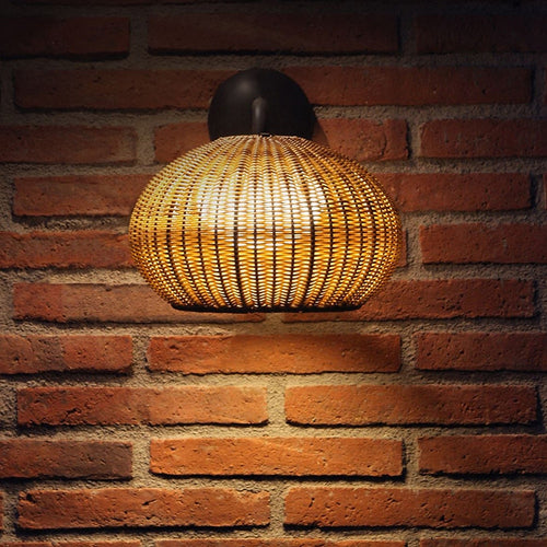 Boho Rattan Dome Wall Light