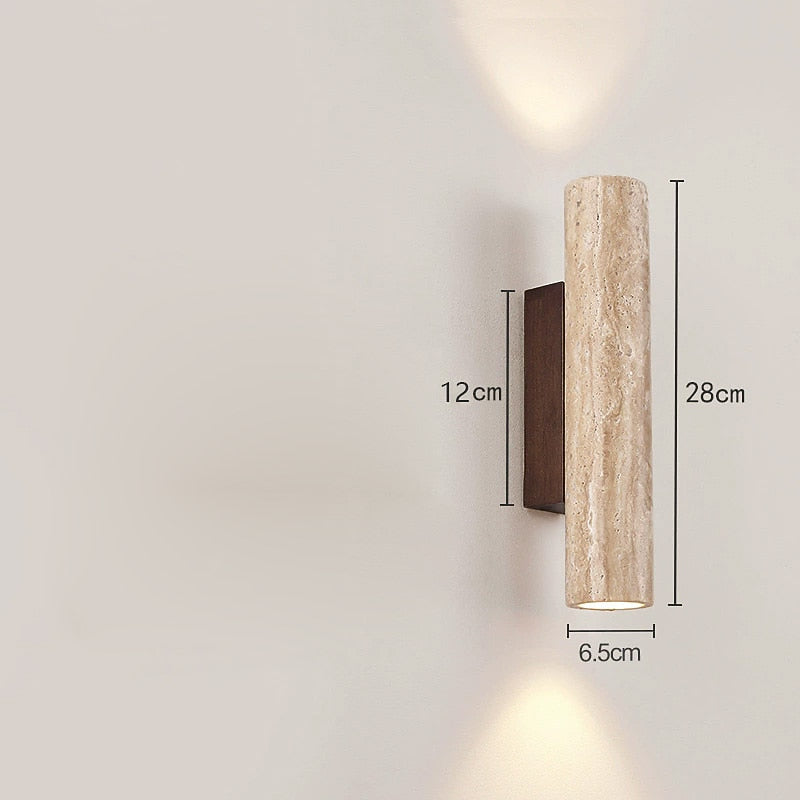 Wabi-Sabi Travertine Cylinder Wall Light