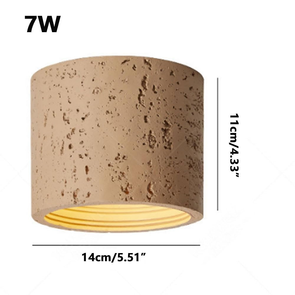 Wabi-Sabi Travertine Drum Ceiling Light