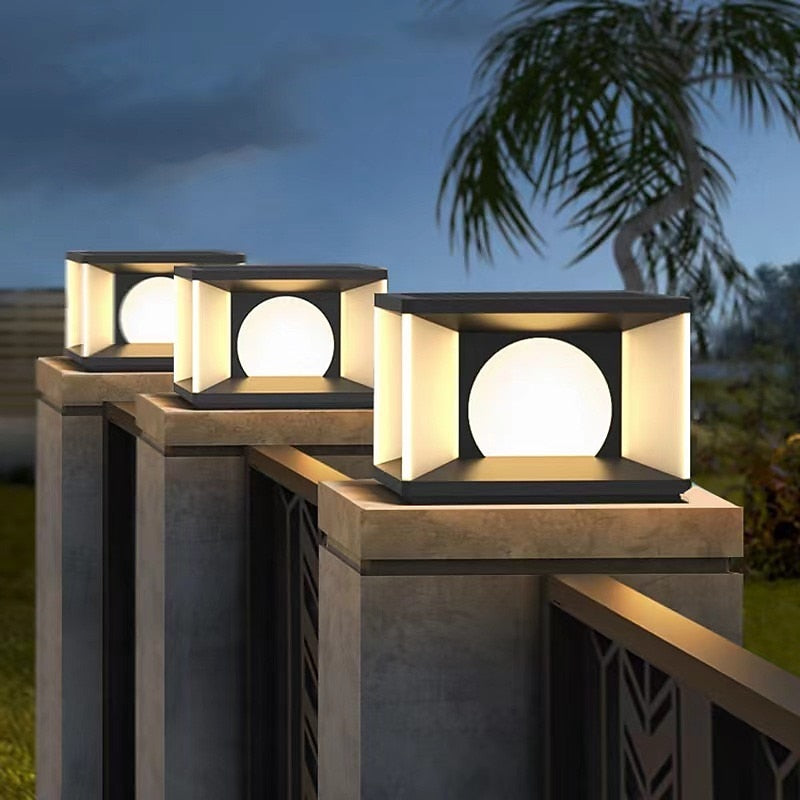Modern Metal Square Post Light
