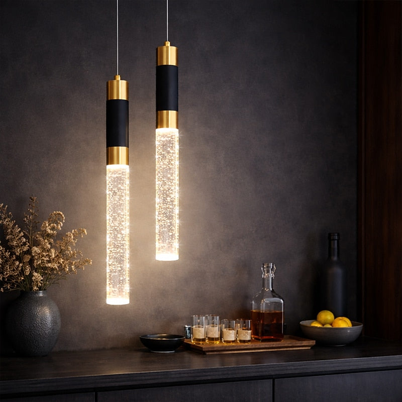 Modern Crystal Cylinder Pendant Light