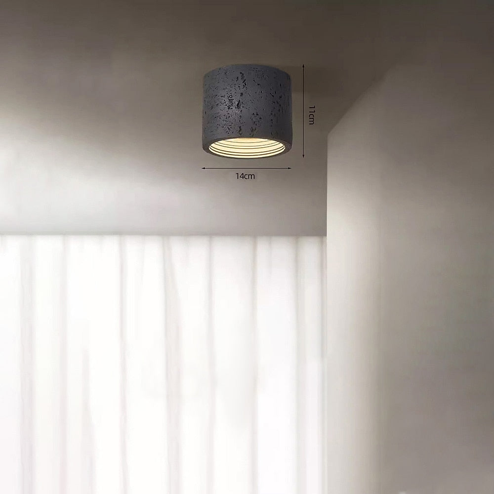 Wabi-Sabi Travertine Cylinder Ceiling Light