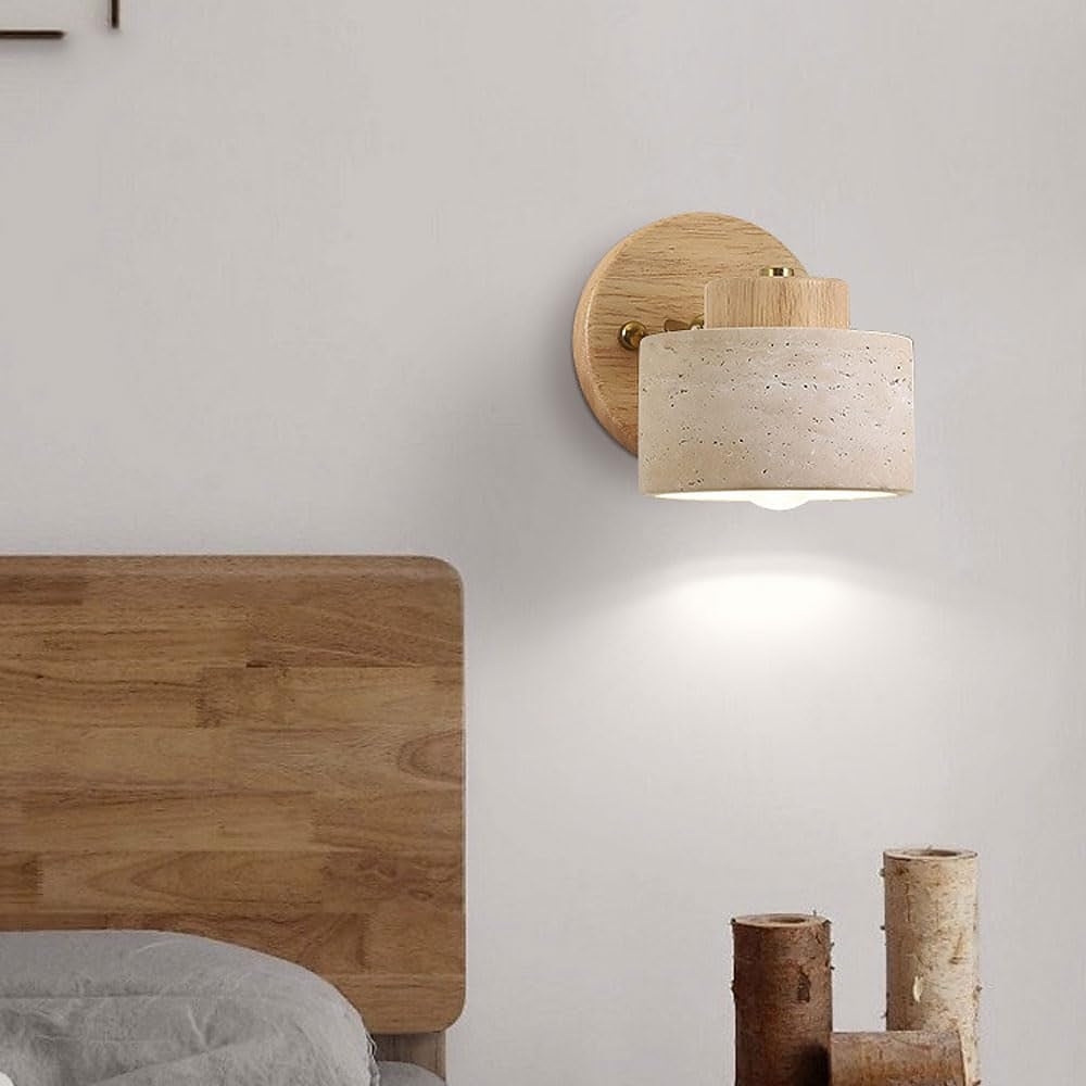 Wabi-Sabi Travertine Cylinder Wall Light
