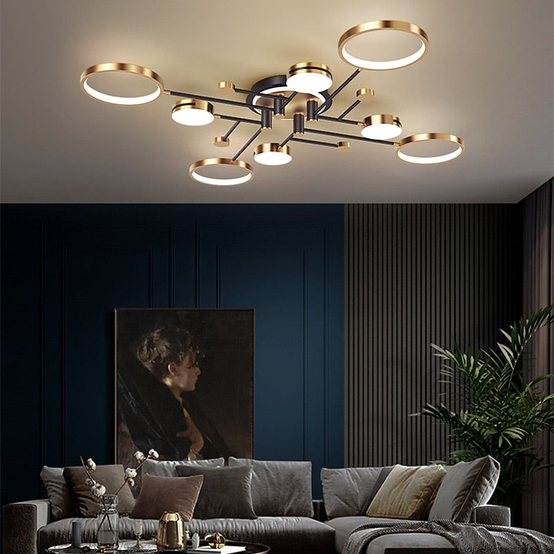 Modern Acrylic Ring-Branch Ceiling Light