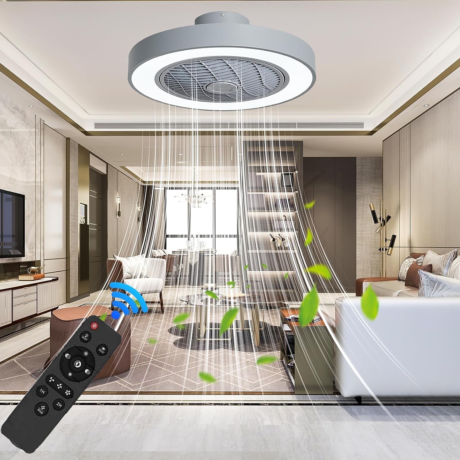 Modern Metal Ring-Fan Ceiling Fan Light