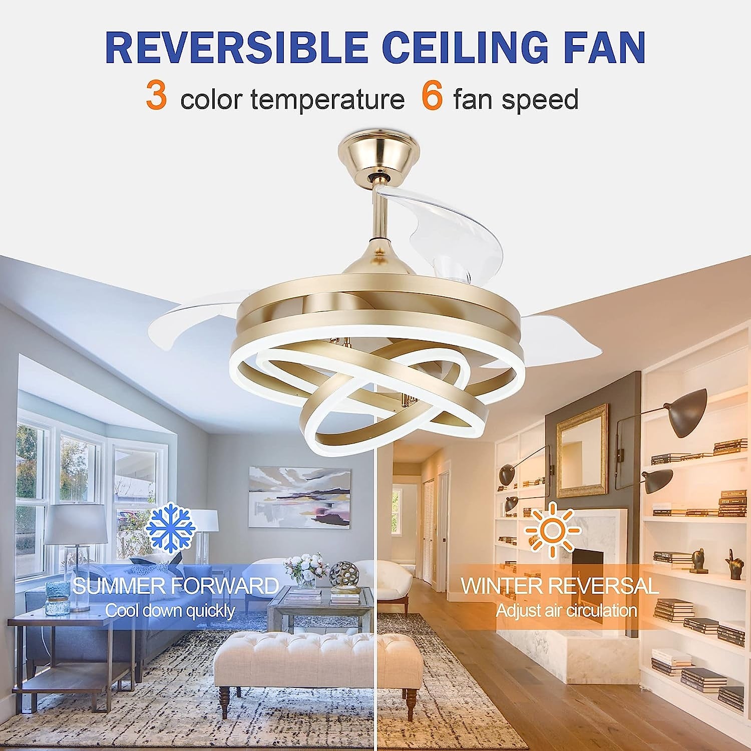 Modern Metal Ring-Fan Ceiling Fan Light