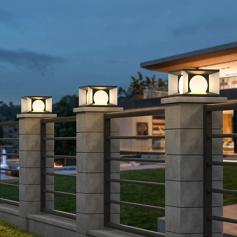 Modern Metal Square Post Light