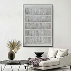 White Linear Relief Abstract Painting