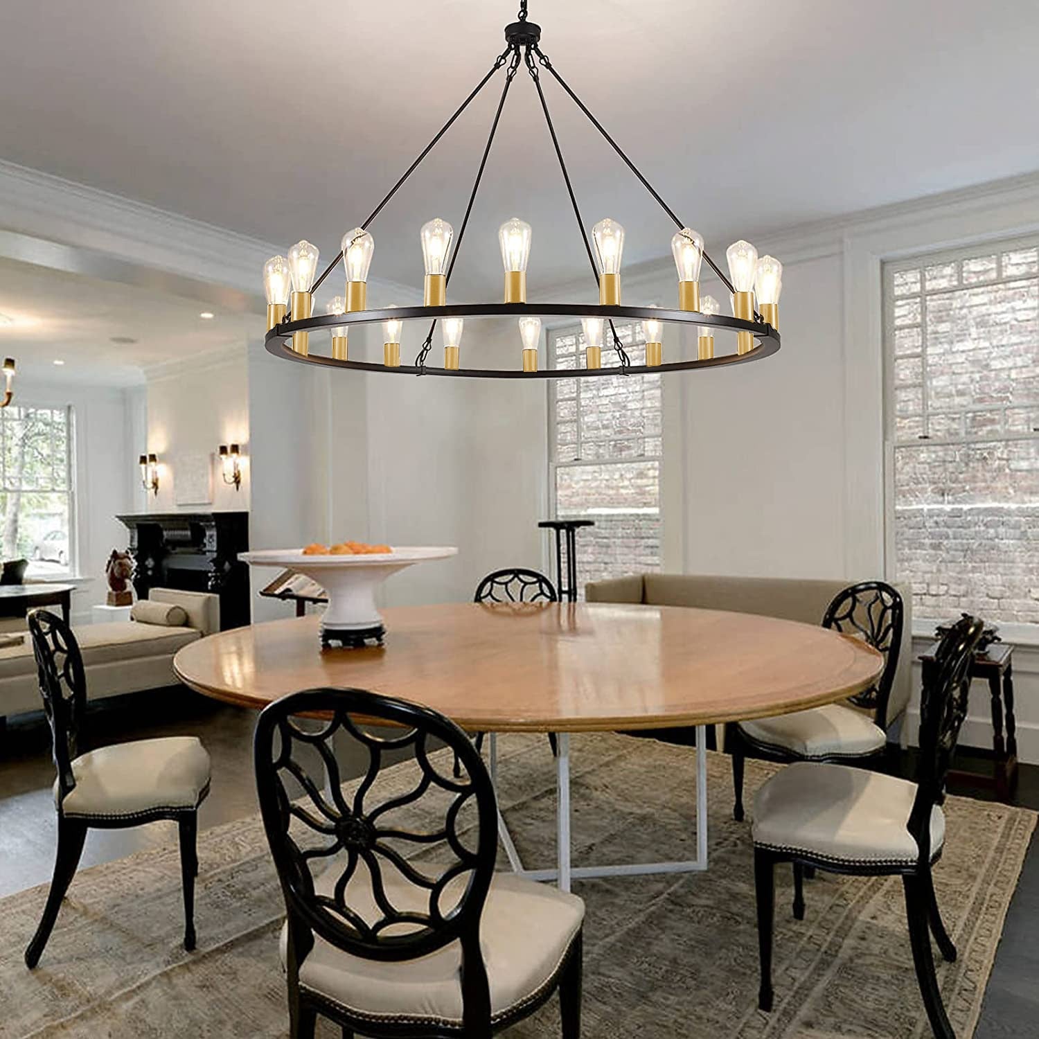 Industrial Metal Wagon-Wheel Chandelier