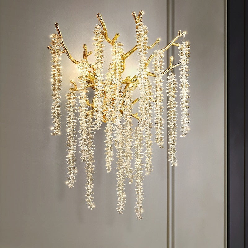 Modern Crystal Cascade Wall Light