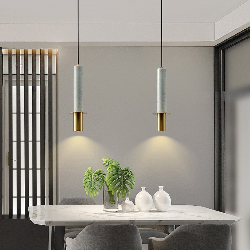 Modern Marble Cylinder Pendant Light