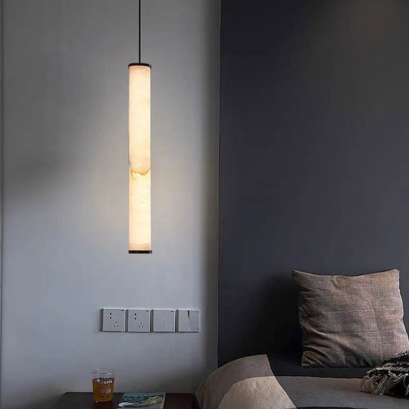 Wabi-Sabi Marble Cylinder Pendant Light