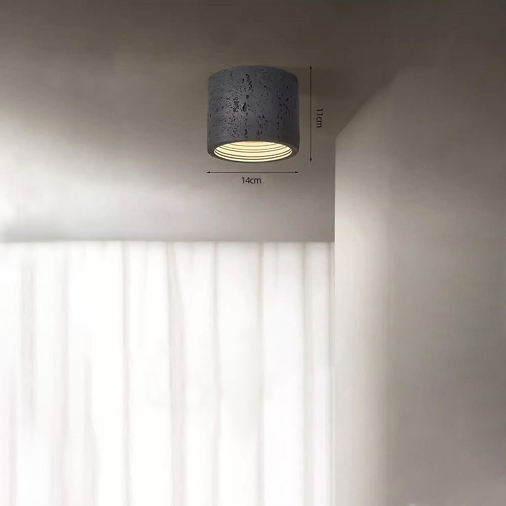 Wabi-Sabi Travertine Cylinder Ceiling Light
