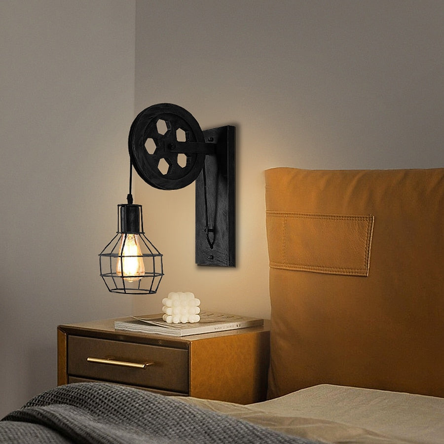 Modern Metal Pulley-Lantern Wall Light