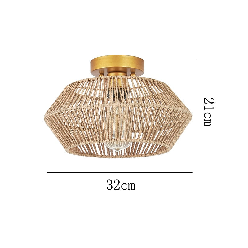 Boho Rattan Drum Ceiling Light