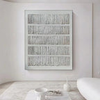 White Linear Relief Abstract Painting