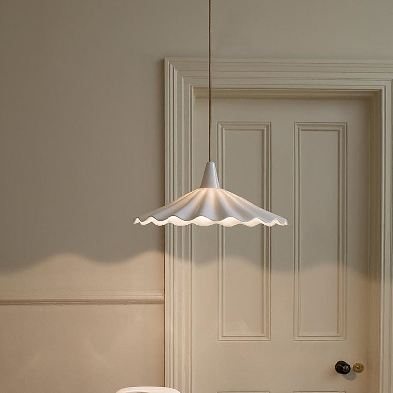Modern Ceramic Ruffled-Dome Pendant Light