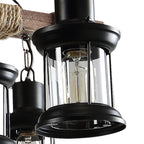 Rustic Metal Glass Multi-Light Chandelier