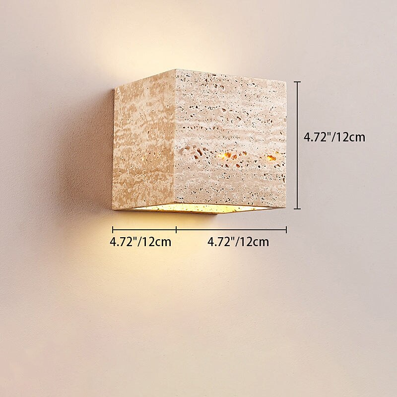 Wabi-Sabi Travertine Cube Wall Light