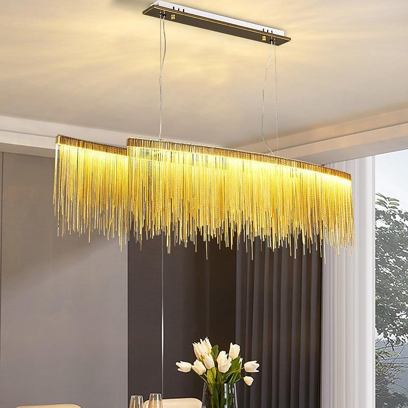 Glam Metal Linear Pendant Light
