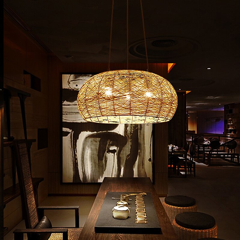 Boho Rattan Dome Pendant Light
