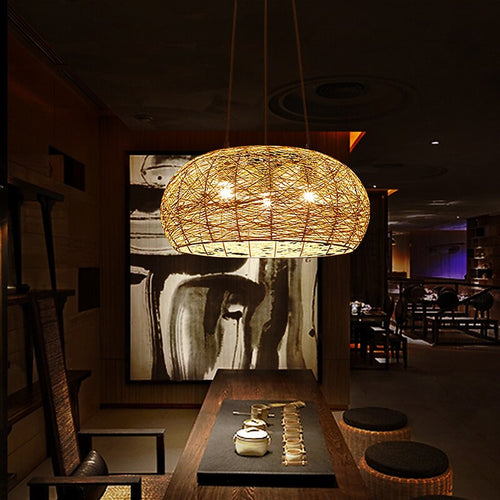 Boho Rattan Dome Pendant Light
