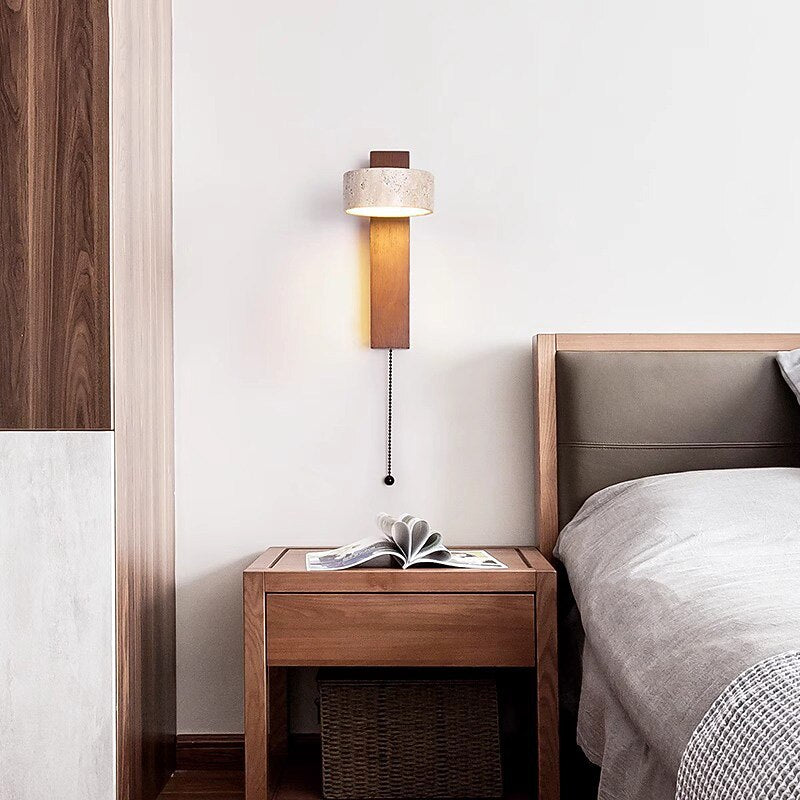 Wabi-Sabi Travertine Shield Wall Light