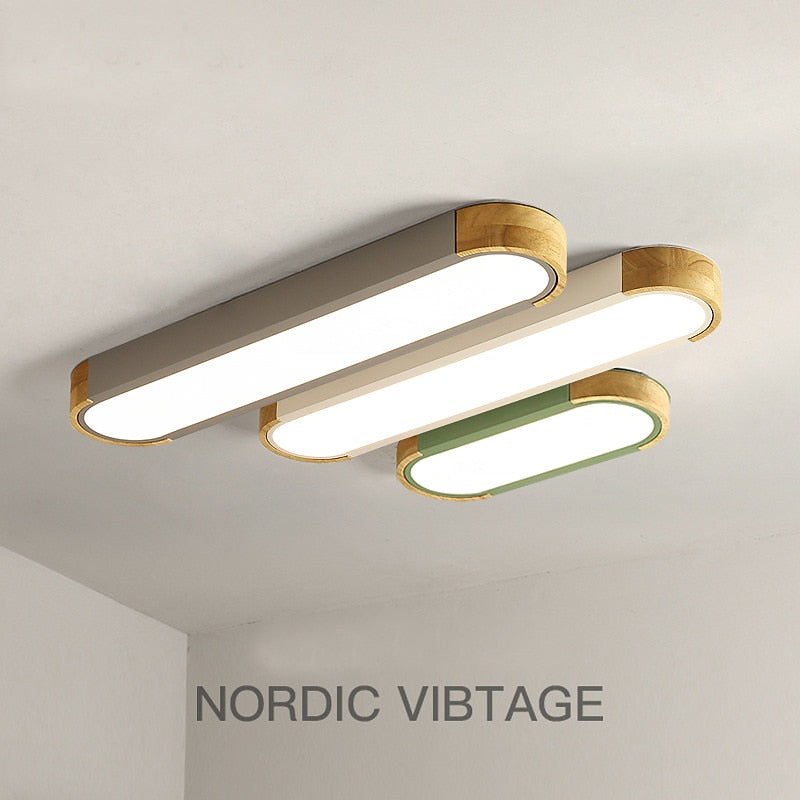 Modern Wood Linear Ceiling Light