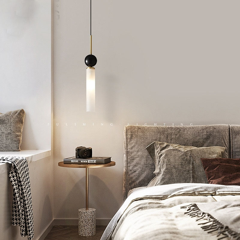 Modern Marble Cylinder Pendant Light