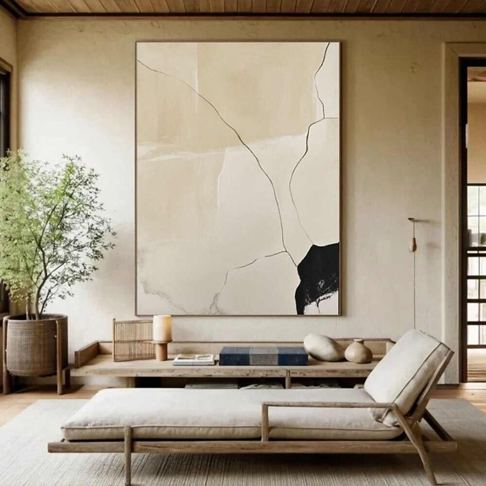 Black and Beige Organic Abstract Painting